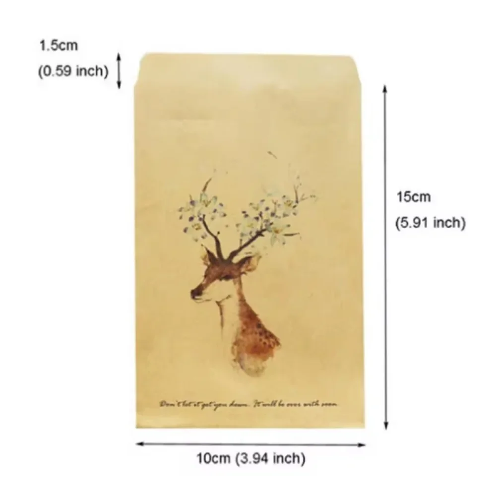 Deer Painted Paper Kraft Bitty Candy Packing Bags Envelopes Chinese Traditional Painting Christmas Party Favor Gift Bag