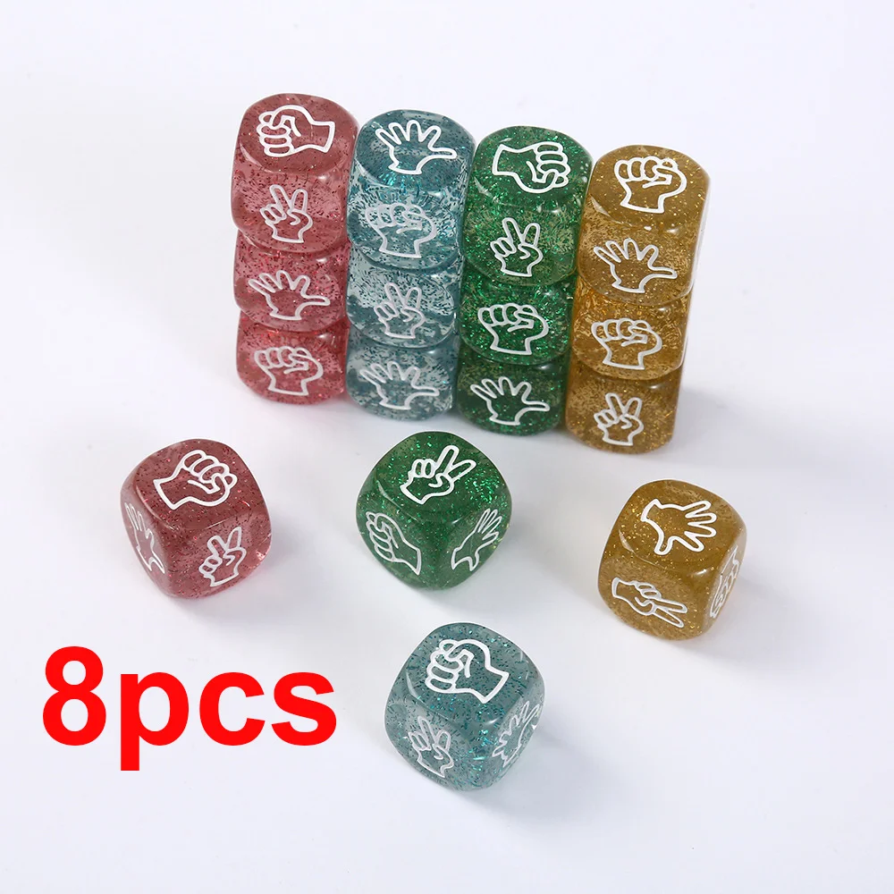 

8 Stone Scissors Paper Dice Set - Sparkling Round Hexagonal Dices, Perfect for Party Games, Entertainment, and Bar Fun, Ideal for Birthdays, Christmas, and Party Events