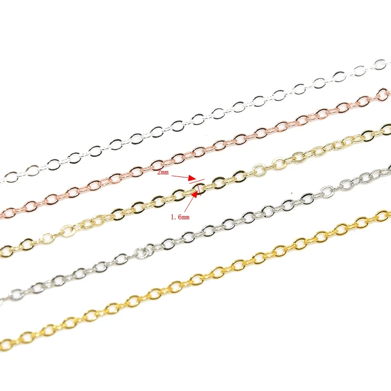 1 Meter Multicolor Chains Golden Copper Clad Iron Cross Chains Link Cable O-Shaped Chain For DIY Jewelry Accessories Making