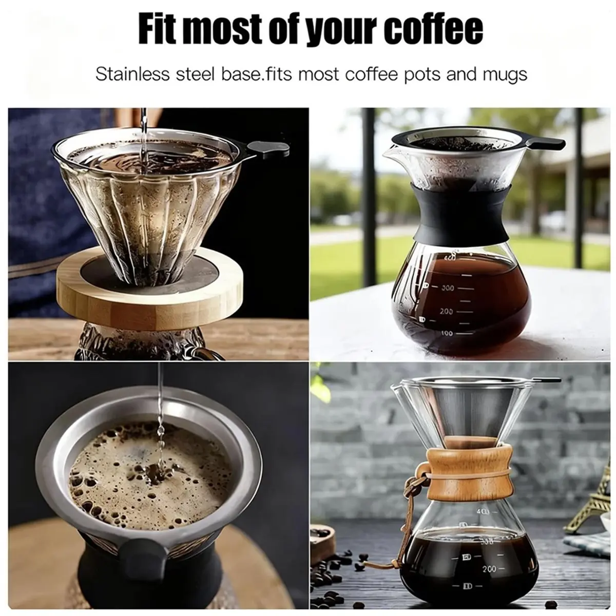 Aktualisierung. Wiederverwendbarer 600-Mesh Edelstahl-Kaffeefilter für Filterkaffee, Cold Brew, Espresso