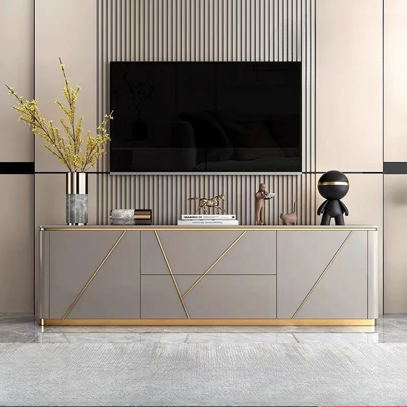 Bright TV cabinet coffee table combination, modern simple model room floor cabinet