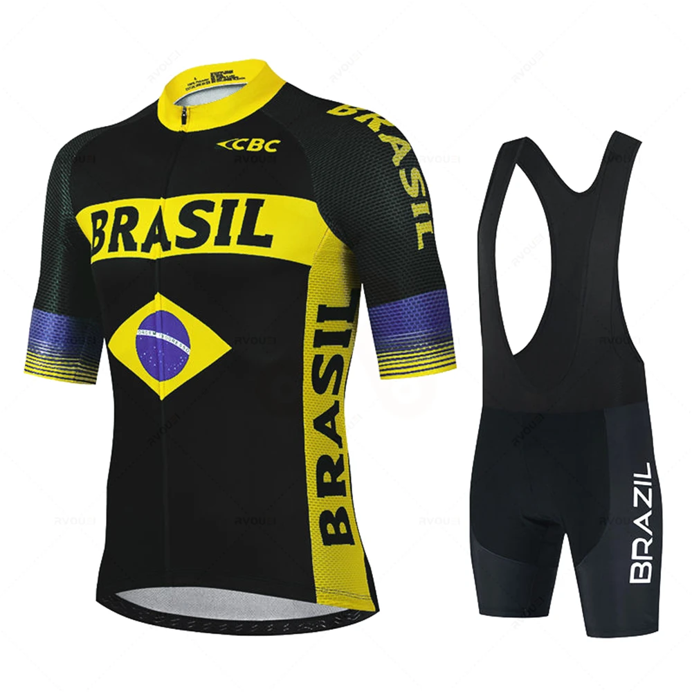 Brazil New Cycling Jersey Set Summer Bicycle Suit Quick Drying Bib Shorts Clothes Mtb Maillot Ropa Ciclismo Mountain Bike Wear