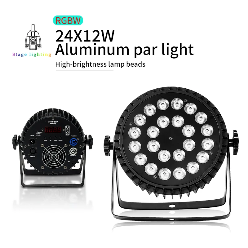 

24x12 Вт RGBWA UV 6in1 Led DMX512 Алюминиевый сценический светильник Par Led Par Light Led Flat Par Stage DJ Lights Wash Wall Light Strobe Light
