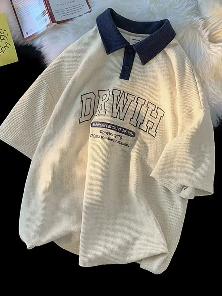 프레피 여성 반팔 탑 하라주쿠 빈티지 스타일 여성 티셔츠 편안한 면 소재 가을 패션 이너웨어 바지