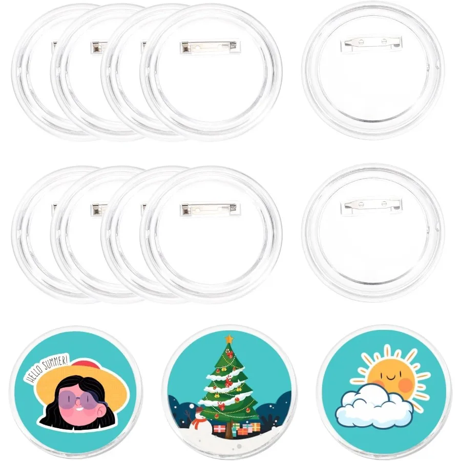 

MECCANIXITY 12 шт. пустые пуговицы, значки для шитья, акриловые прозрачные 3,11 дюйма для поделок, фото булавки на одежде, шапках