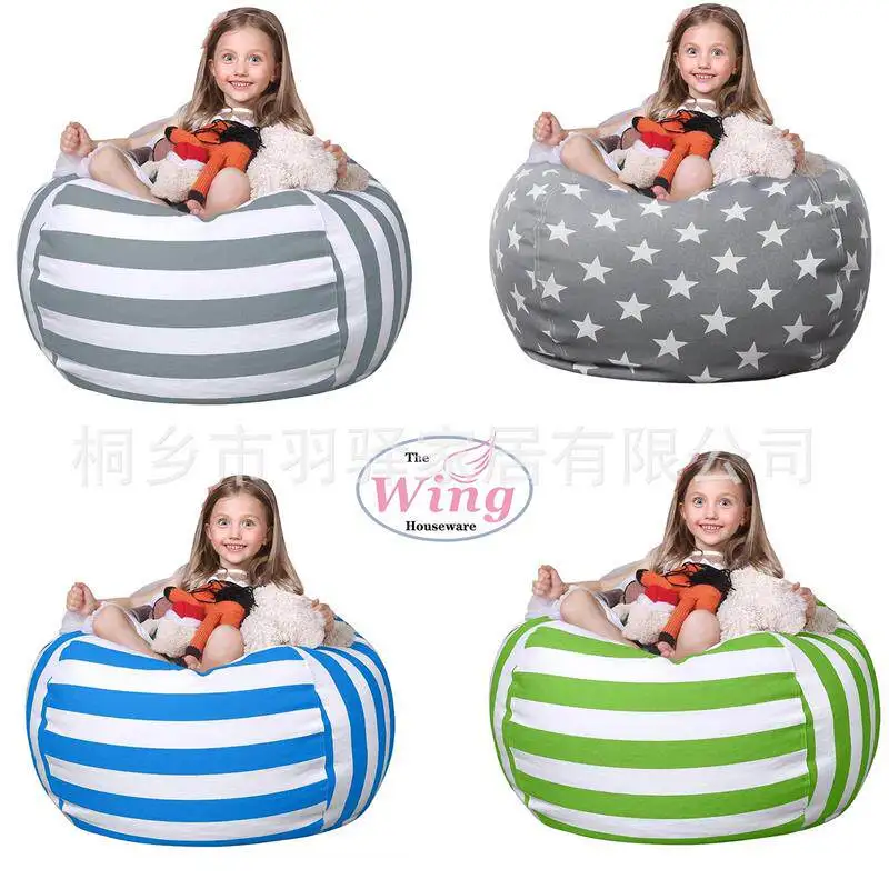 Source thickened encrypted canvas children's plush toy storage bag, children's lazy sofa bean bag cloth cover