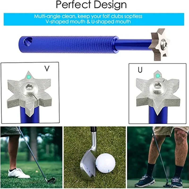 6-in-1 Golf-Rillenschärfer, tragbares Werkzeug zum Reinigen und Nachschärfen von Rillen für Wedges, Eisen, Putter und Utility-Clubs, ein ideales Golfgeschenk für Golfer. – Detail 2