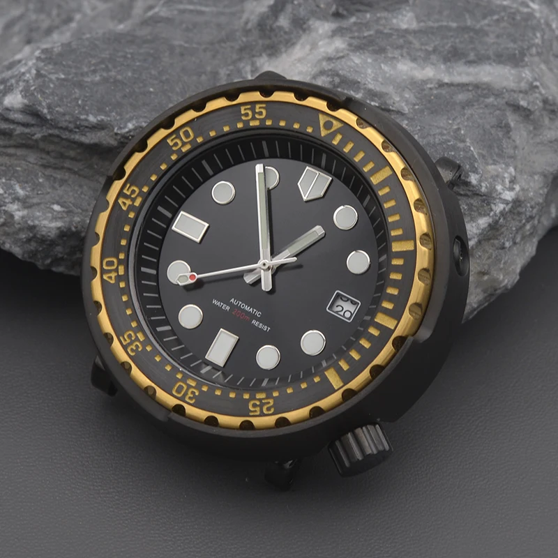 Men\'s Watch Automatic Mechanical Watches C3 Luminous Tuna Canned Watch Cases Watch NH35 NH36 Movement Stainless Steel Case