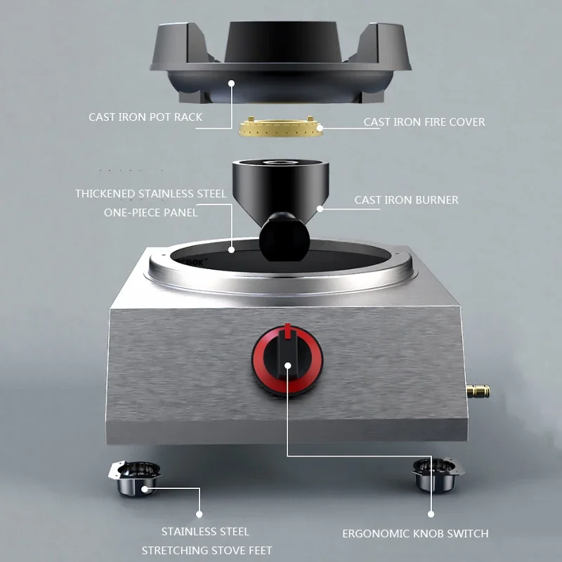 1PC Shaped Single Stove Household Liquefied Petroleum Gas Stove Pulse Electronic Ignition Stove Thickened Stainless Steel Gas St