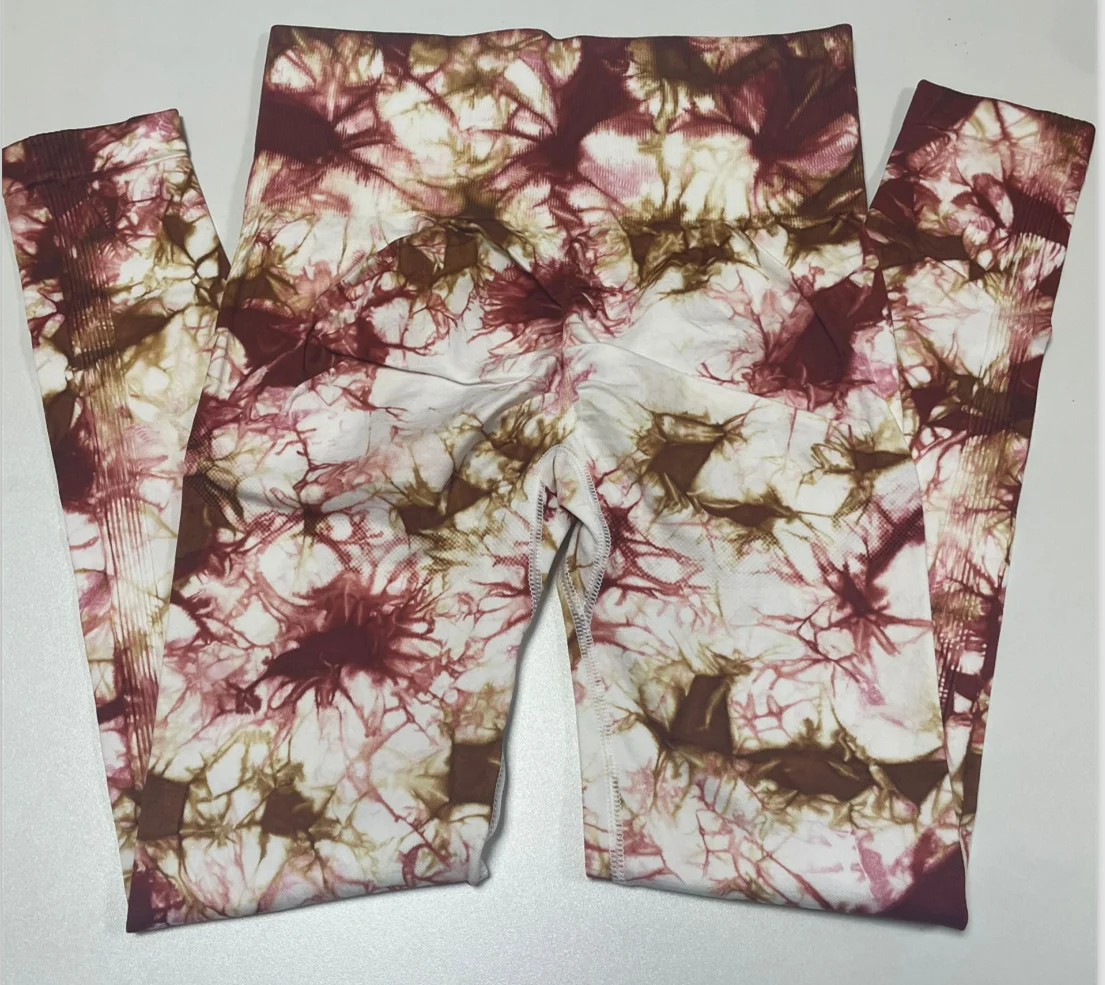 Calças de ioga sem costura tie dye para mulheres, leggings de cintura alta, calças justas de ginástica scrunch, agachamento, roupas esportivas, novo, 2023