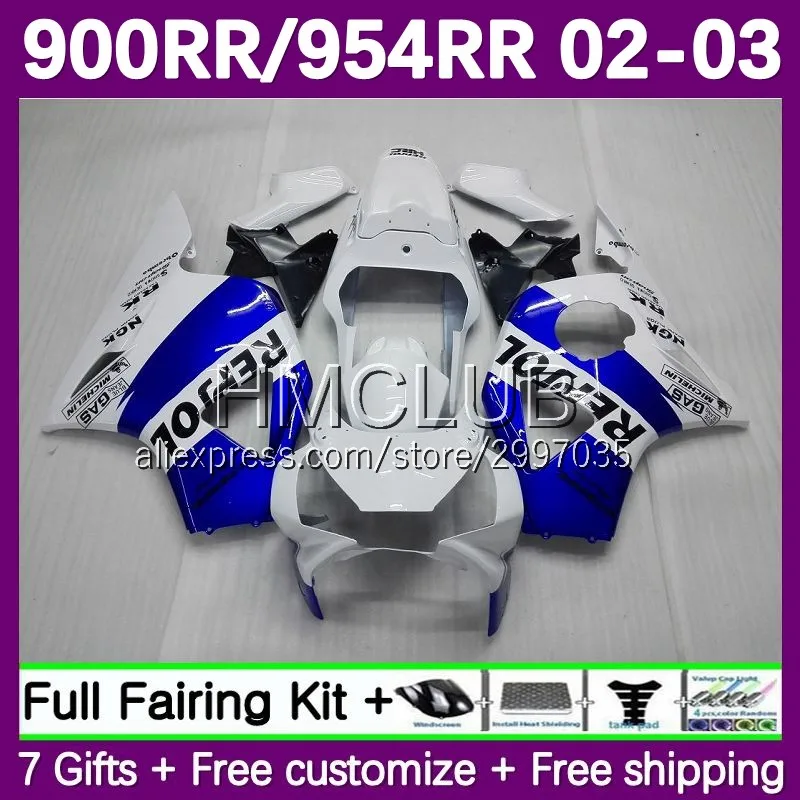 Repsol blue Fairing For HONDA CBR954RR CBR 900 954 RR CC 954RR 2002 2003 18No.06 Frame CBR 900RR CBR954 RR CBR900RR 02 03 Body