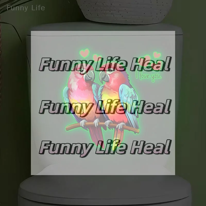 

【HMA20】Glow-in-the-Dark Parrots Birds Toilet Sticker Self-Adhesive Removable Glowing【WH】