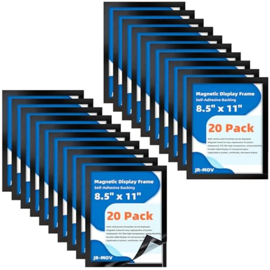 

Magnetic Frames for Refrigerator, 20 Pack Double Sided Magnetic Sign Holder 8.5 x 11 for Display Picture Paper Document Flyer P