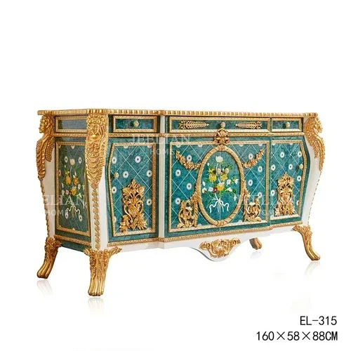 

Luxurious French-style European court solid wood heavy industry carved shells collage painted hallway cabinets