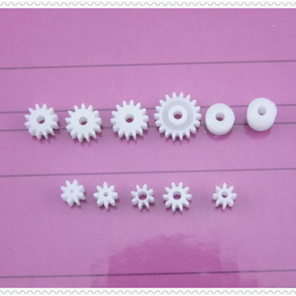 11pcs/lot Plastic 9 Motor Axis Gear Set 2 Worm Gear Wear-resisting DIY Toy Car Parts