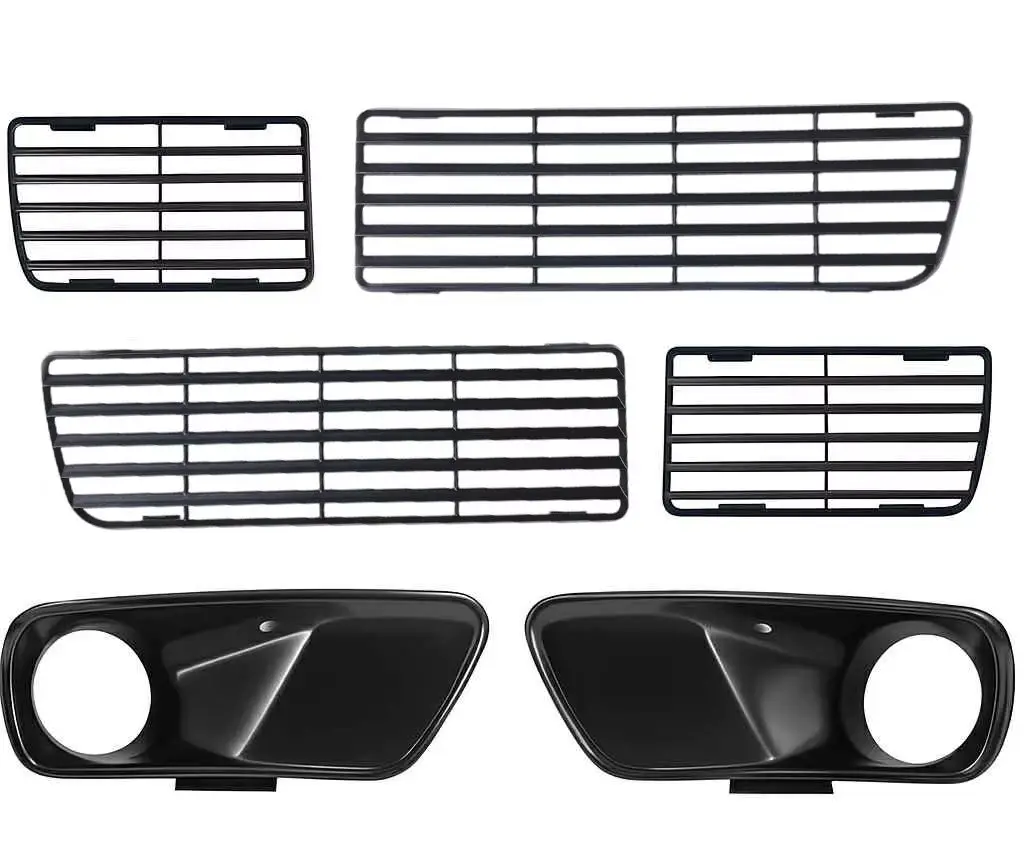 

Custom-Fit 6-Piece Set Indicator Reflector Grille Lower Air Intake Duct 6 Pcs Set For EURO Bumper VW MK3 Golf GTI VR6 Black