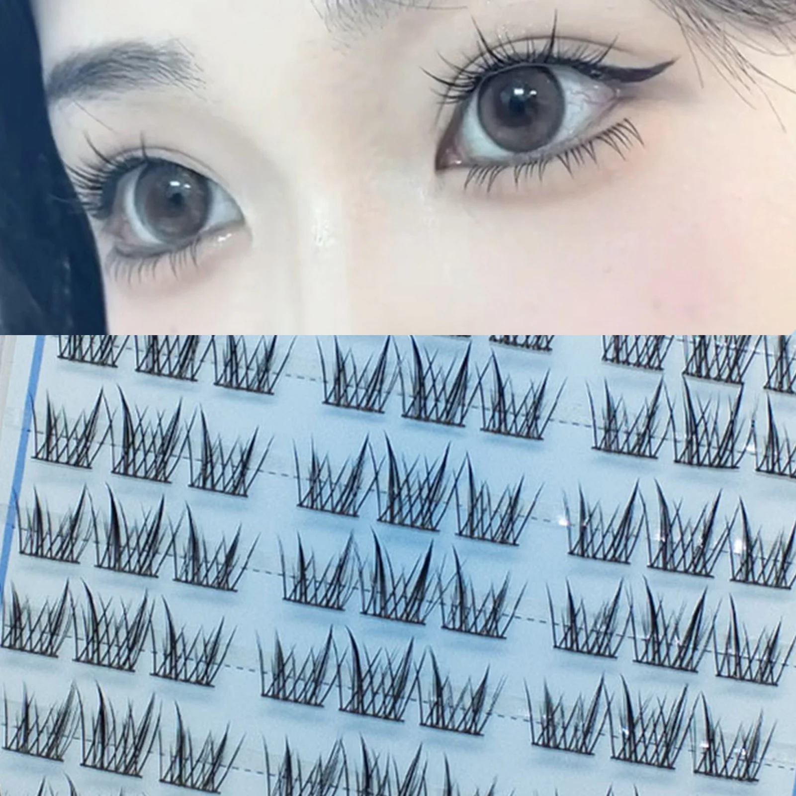 Estilo coreano fofo cílios postiços conjunto cluster natural preto c-curl para mulheres maquiagem dos olhos uso diário festa