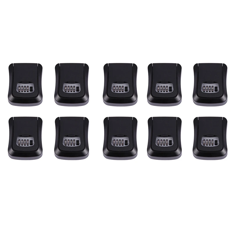 New 10X Black Password Key Lock Box Wall Mounted Zinc Alloy Key Box Weatherproof 4 Digit Combination Key Storage Lock Box