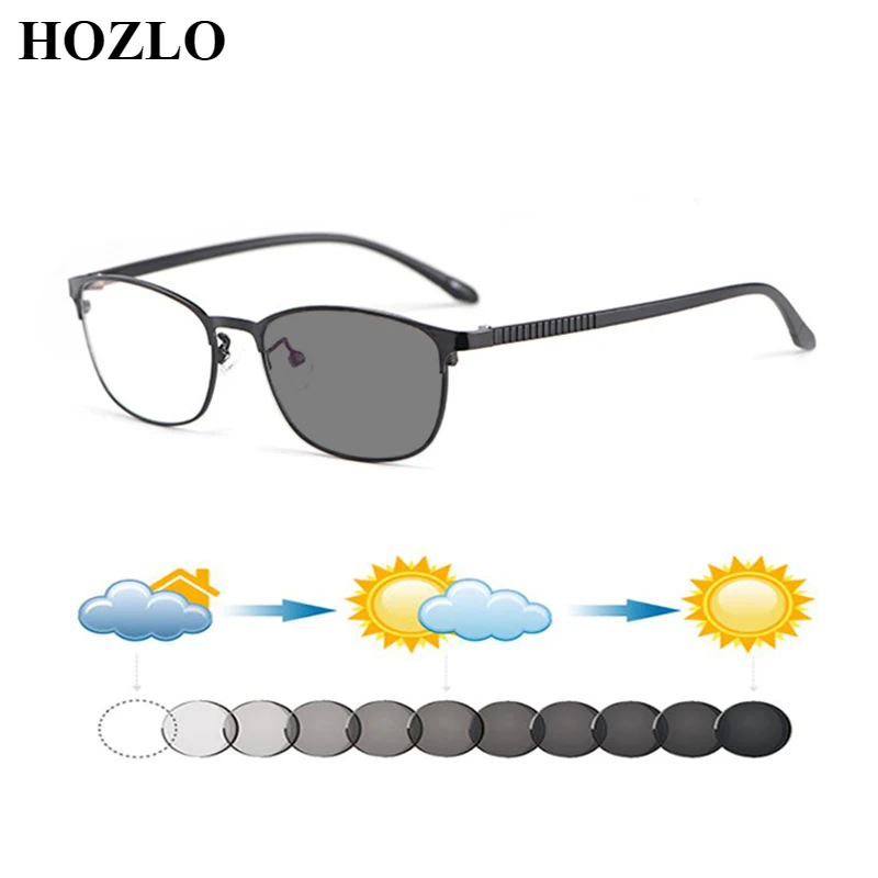 

Women Business Alloy Photochromic Reading Glasses Female Sun Automatic Discoloration Presbyopia Sunglasses TR Legs 0,+0.5~+4.0