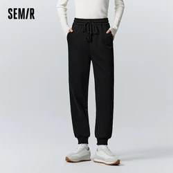 Semir Casual Pants Women Ankle-Binding Sweatpants Sports Winter 2024 New Versatile Embroidery Fleece Long Trousers