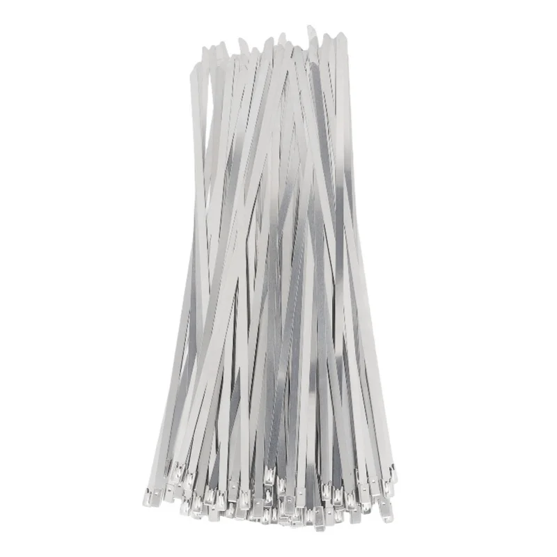 100PCS Metal Ties 304 Stainless Steel Epoxide Coating Multifunctional Heavy Duty Self Locking Cable Tie For Machinery