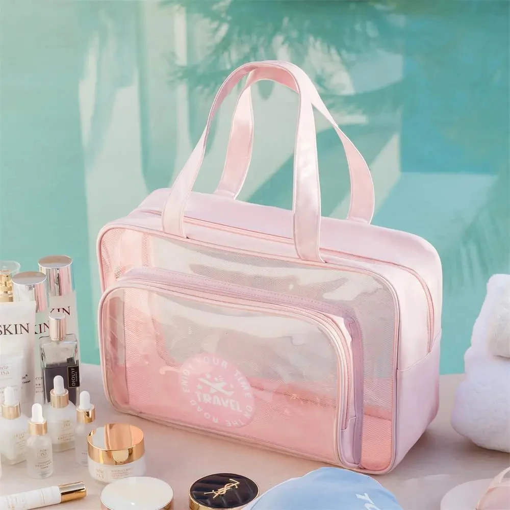 Transparent PVC Large Capacity Storage Bag Swimming Bags Women Large Wet Dry Separation Sports Bag Beach Fitness Travel Handbag