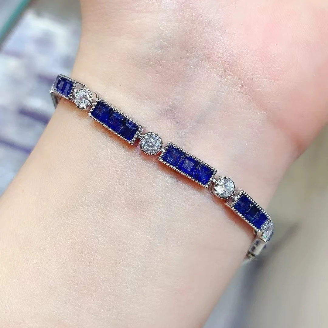 

KJJEAXCMY High End Women's Bracelet NaturaSapphire S925 Silver with Electroplating Boasting High Clarity Full Brilliance