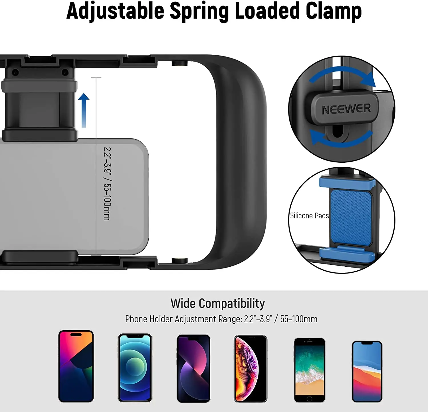 NEEWER Smartphone Video Rig, Phone Video Stabilizer Grip Vlogging Cage with Cold Shoe Tripod Mount for Videomaker Film Maker