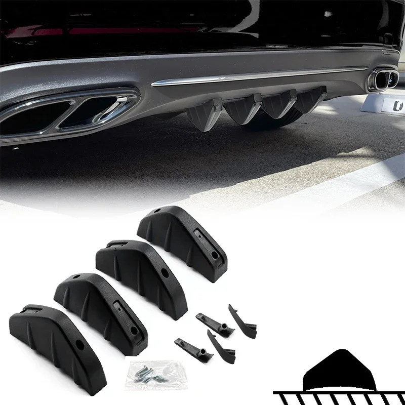 

4 шт., ABS автомобильный модифицированный диффузор заднего бампера, спойлер, диффузор для заднего бампера, защита от столкновений, автомобиля