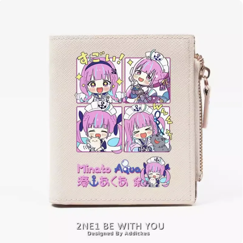 

Hololive Minato Aqua Anime Fashion Wallet PU Purse Card Coin Zipper Money Bag Cosplay Gift B554