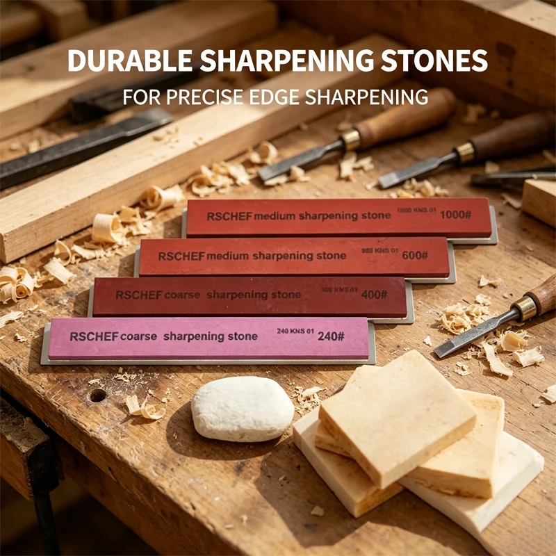 

240/400/600/1000 Grit Whetstone Professional Water Stone Knife Sharpener with Aluminum Base Kitchen Blade Grinding Tool