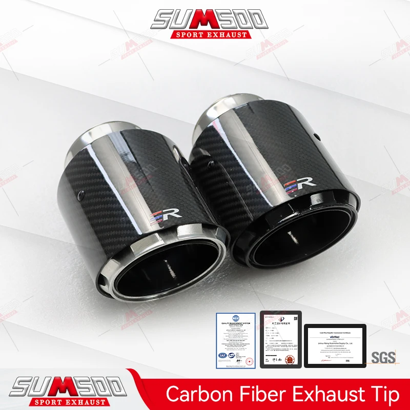 

1PCS new design cool style 3 layers carbon fiber + four color stainless modified car exhaust tip silenciador coche