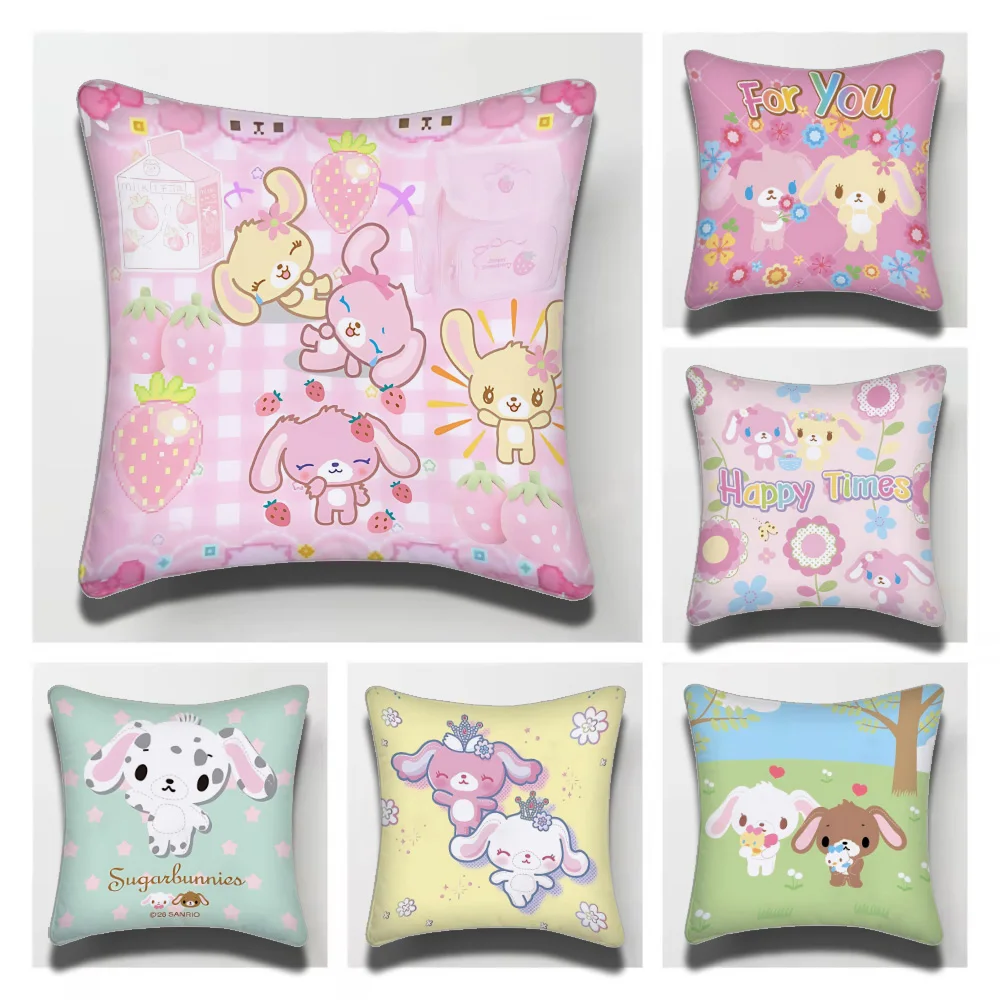 Sanrio Sugarbunnies Pillow Case For Sofa Decor Car Office Room Printing Cushion Cover Decorations And Protector