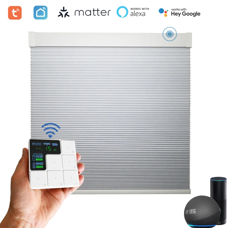 

SmartMatters Electric Blackout Cellular Window Shaddes, Motorized Honeycomb Blinds for Windows and Sliding Doors, Custom Sizes