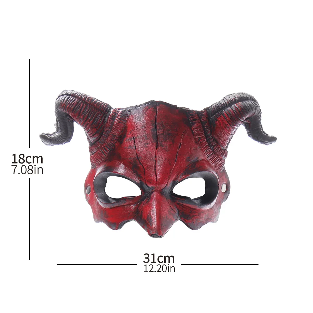 สยองขวัญสีแดงปีศาจ Horns PU หน้ากากคอสเพลย์ปีศาจครึ่งหน้าสัตว์มอนสเตอร์ Headpiece ฮาโลวีน Haunted House Party เครื่องแต่งกาย Props
