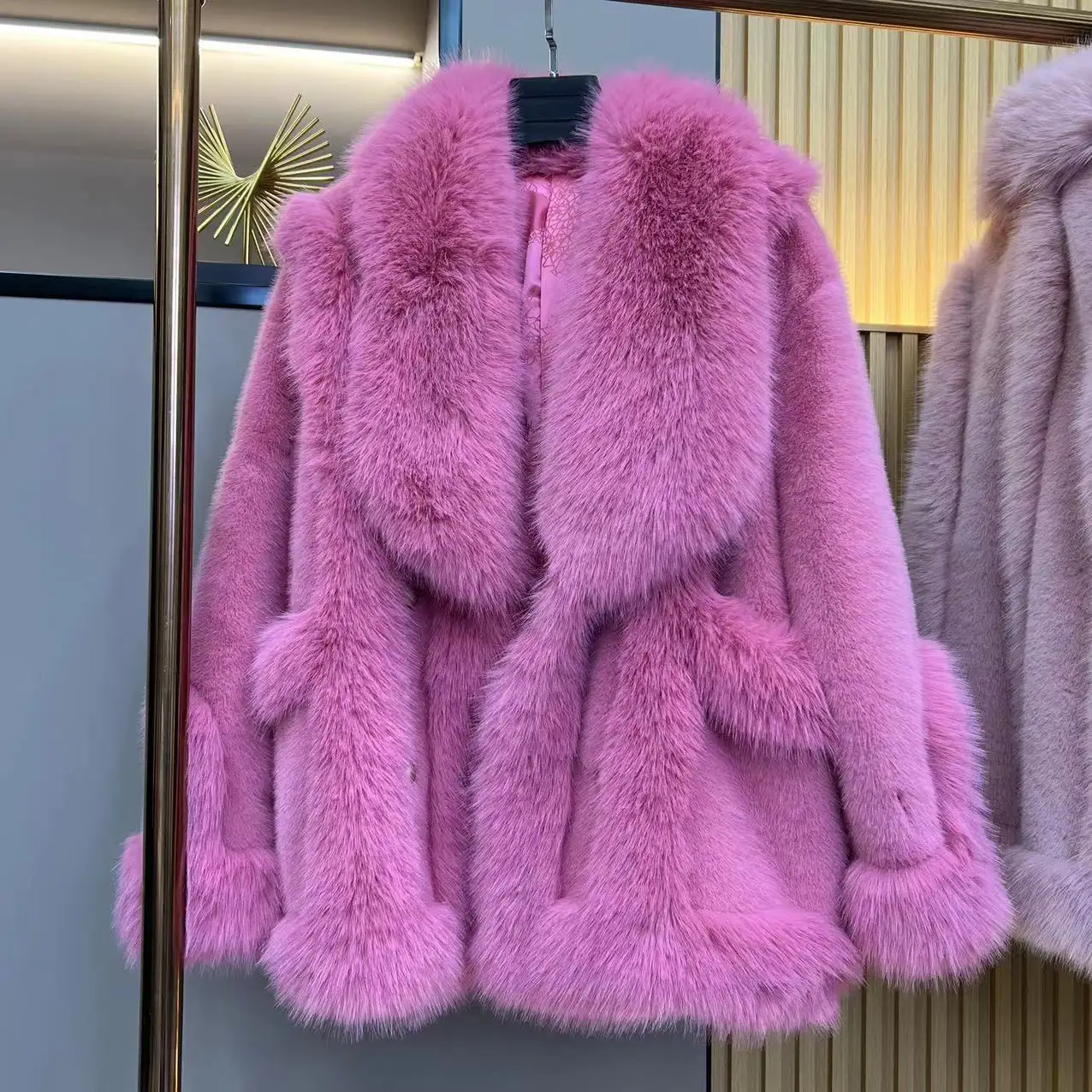 color fashion coat fur female winter new black and white lamb coat fur