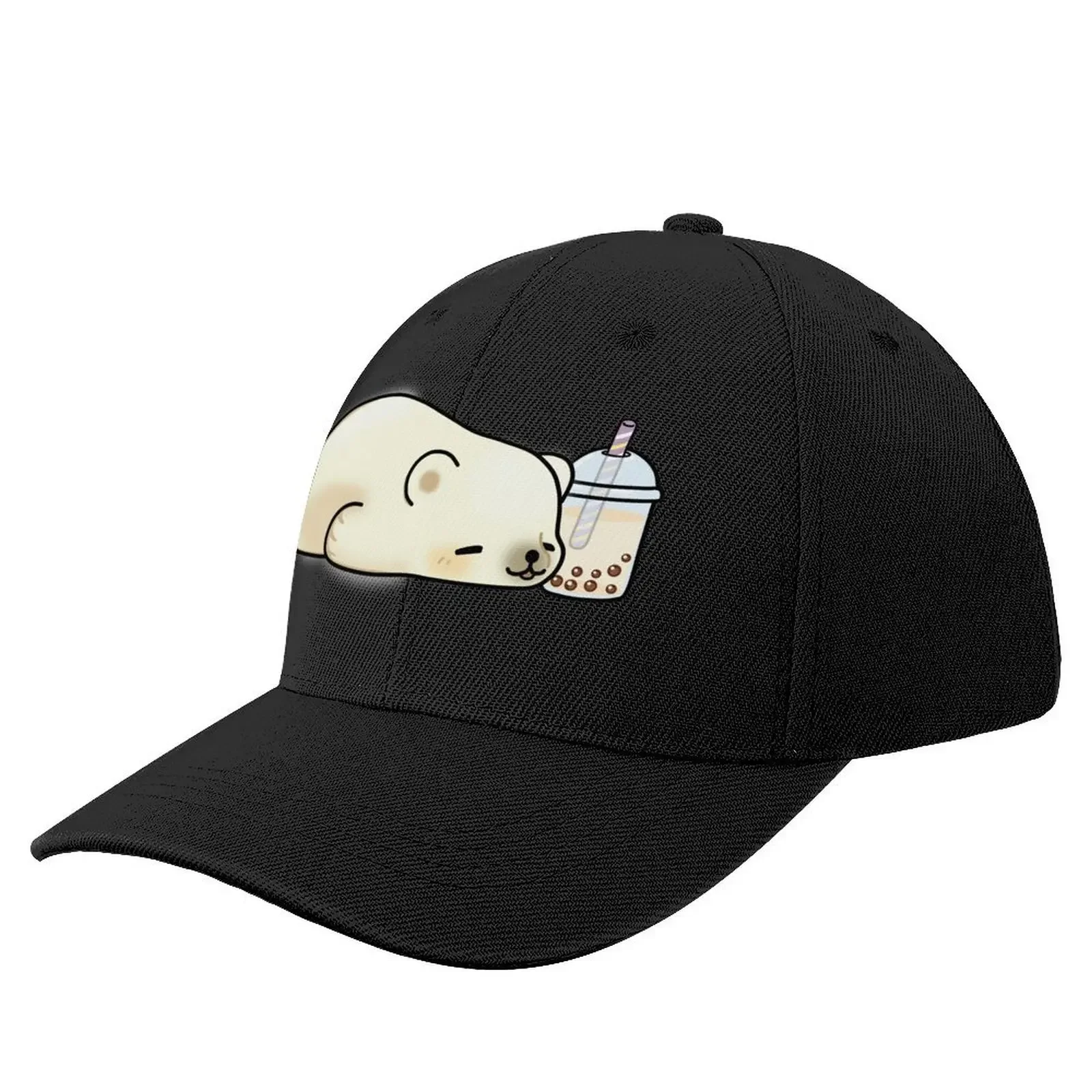 Little Polar Bear Chilling with it's Boba Tea Baseball Cap sun hat Sunscreen Caps Male Women's