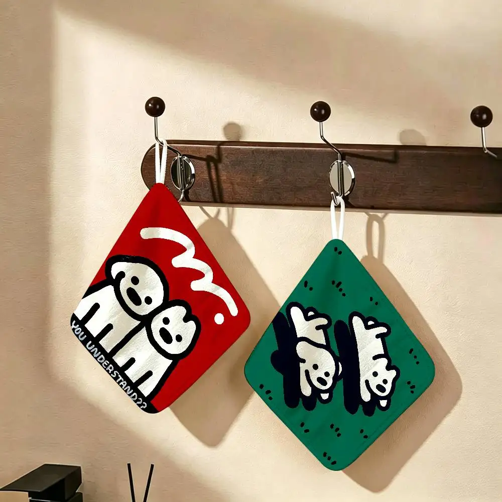 Matsui Dog Hanging Kitchen Towel, Polyester Cotton Fabric, Absorbent Hand Wiping Towel for Home Dormitory