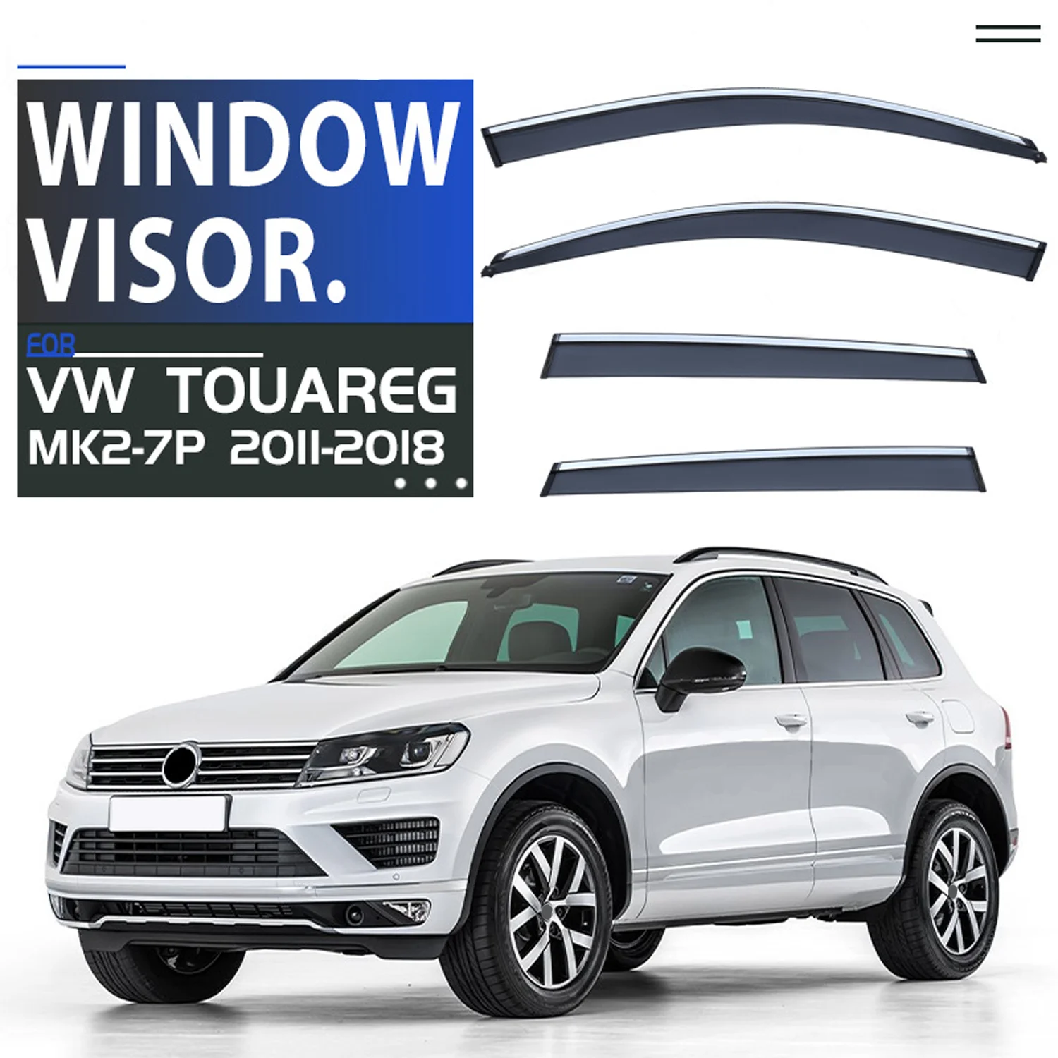 

Chrome Strips Rain Guards for VOLKSWAGEN VW Touareg 7P 2ND 2010-2018 Window Visor Wind Deflectors Door Visor Vent Shades