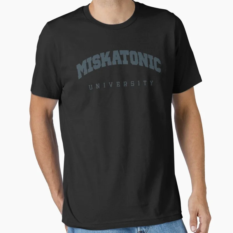 Miskatonic University in Dark Blue Text Slogan Scary Halloween Gift T shirt Large size Tops Horror Cthulhu Scifi Print clothes