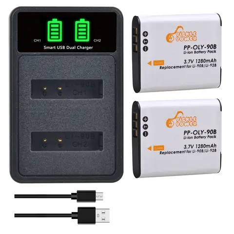 Batería de 1280mAh Li-92B DB-110 para Ricoh GR III, GR IIIX, para Olympus Tough TG-7 TG-6 TG-5, cargador para Li-90b DB110