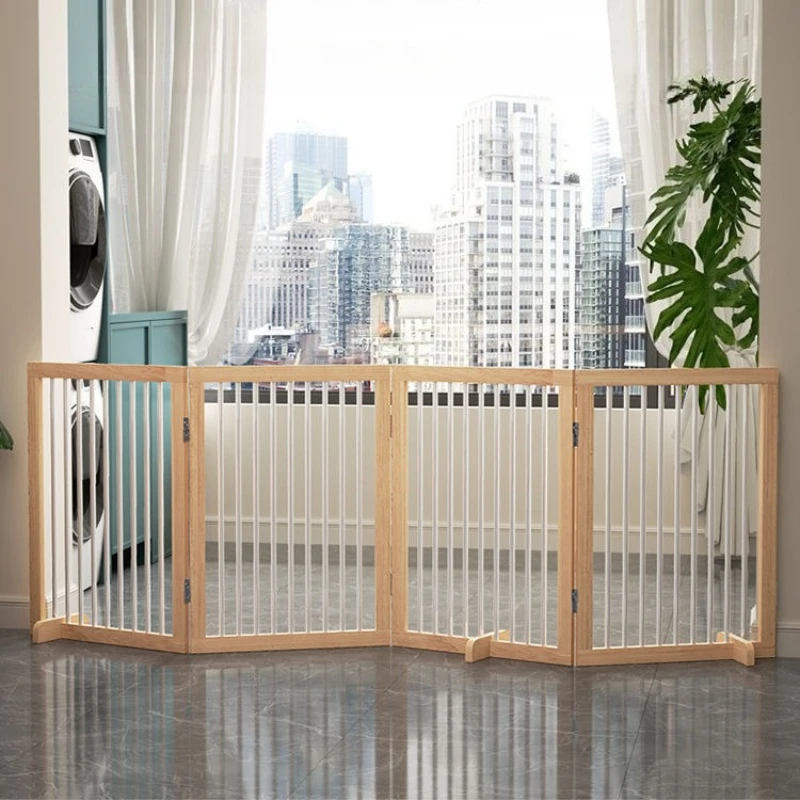 Solid Wood Dog Fence Foldable Pets Dogs Cat Fences Door Pet Bars Dog Enclosure Puppy Accessories Barrier for Dogs Baby Gate