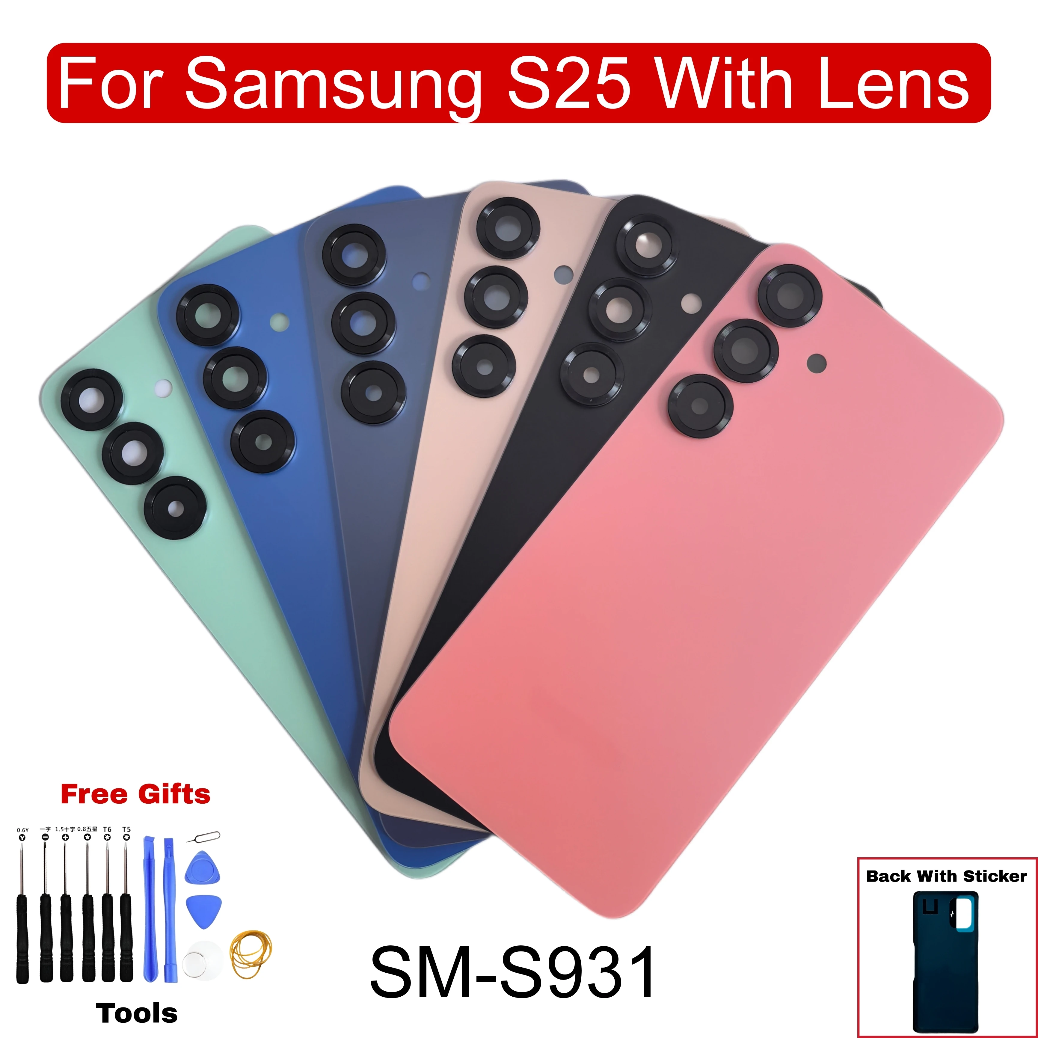 

Back Cover Glass for Samsung Galaxy S25 SM-S931B Battery Rear Door Panel Shell Housing Cover Camera Lens replacement Parts