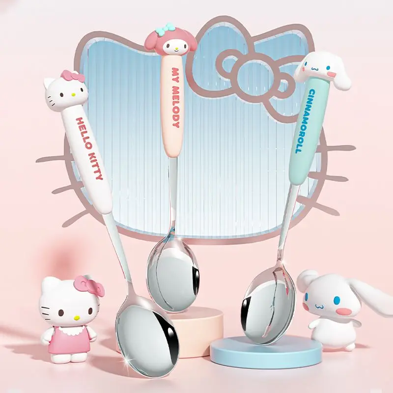 

Sanrio Kawaii Anime Hello Kitty Tableware Cute Sweet My Melody Cinnamoroll Cartoon Portable Cutlery Set Lovely Gifts for Girls