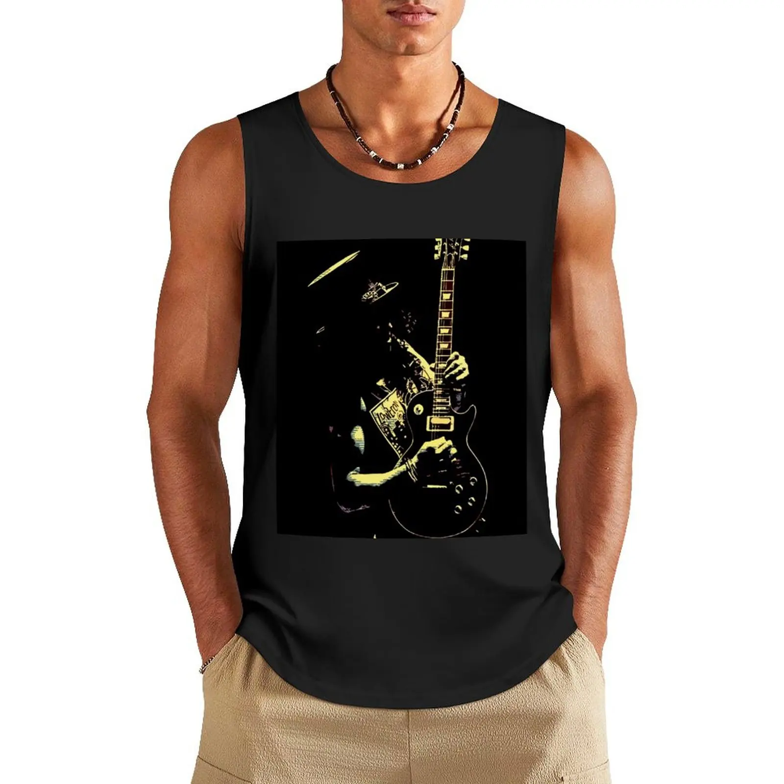 Golden Slash Guitars Tank Top Sleeveless men Gym man man sexy?costume Sports clothing