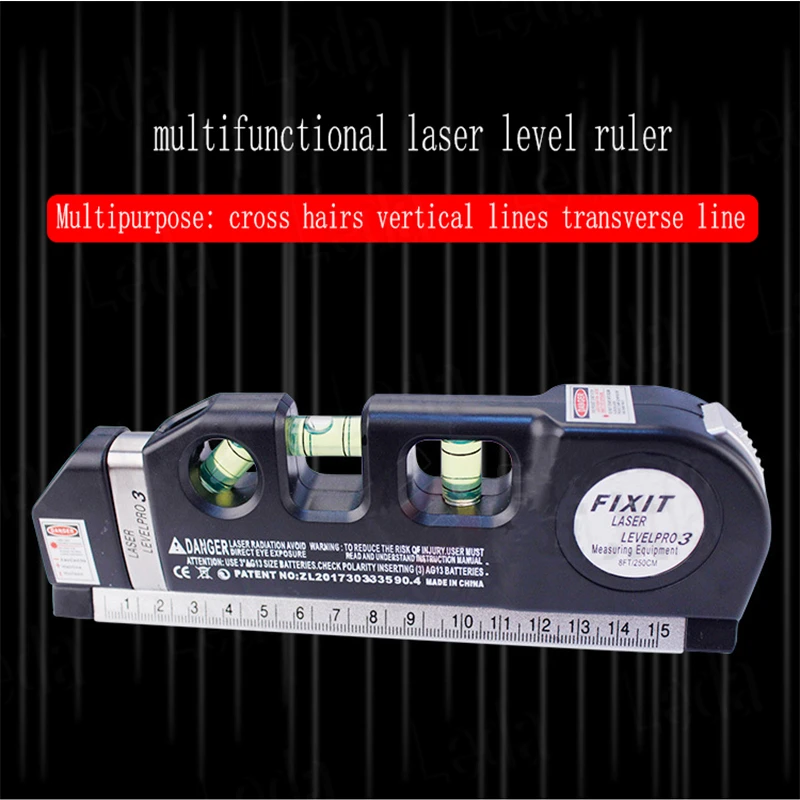 1pcs Multi -Functional Laser Level  Horizontal  Aligner Bubbles Ruler Cross Hairs\ Vertical Lines\ Transverse Line  Tape Measure