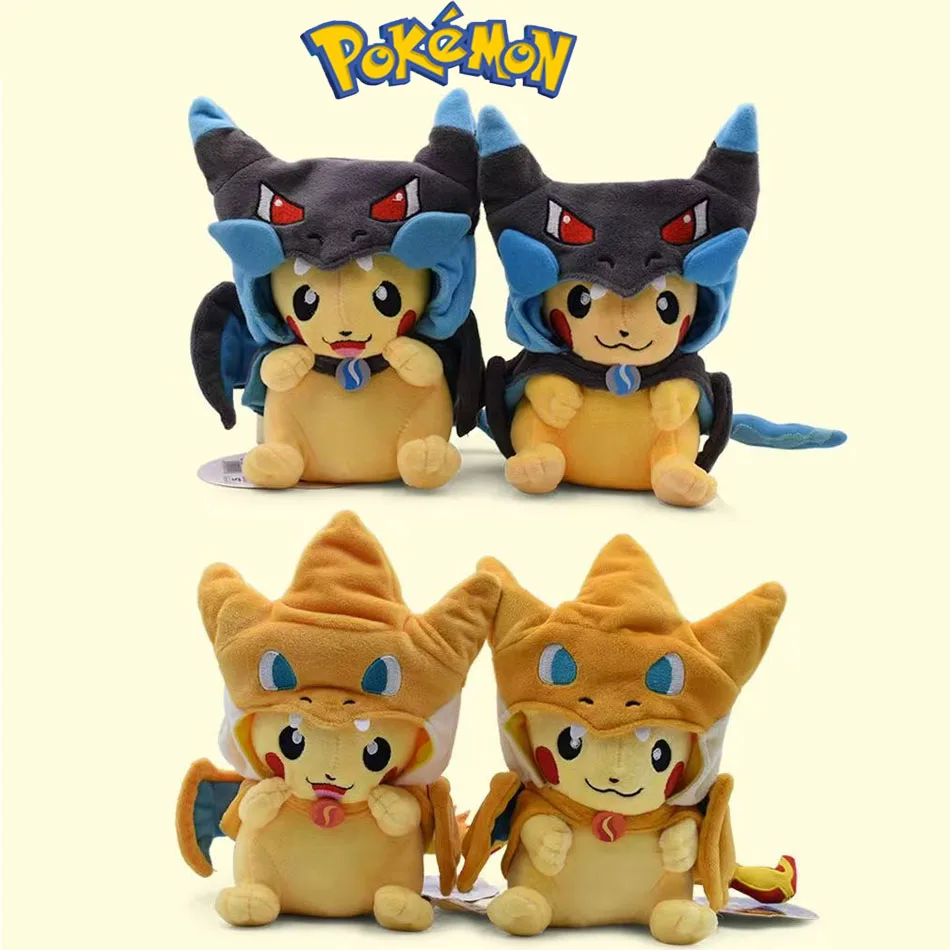 

2026 Hot sale Pokemon Pikachu Cosplay Toy Charizard Snorlax Garchomp Tyranitar Hydreigon Anime Eevee Lapras Stuffed Plush Doll