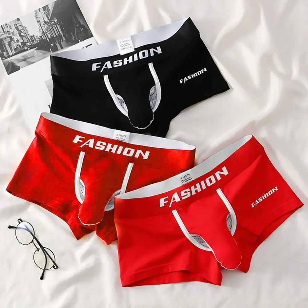 Men Underwear Elephant Nose Scrotum Design Shorts Briefs Mid-rise Letter Print Underpant Thin Panties Men Underwear Briefs