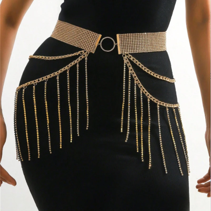 Damen Rock Mode Minirock Zubehör Diamant Quaste Hochzeit Party Gürtel 2024 Herbst Halloween Y2K Kleidung Körperkette Sexy – Detail 2
