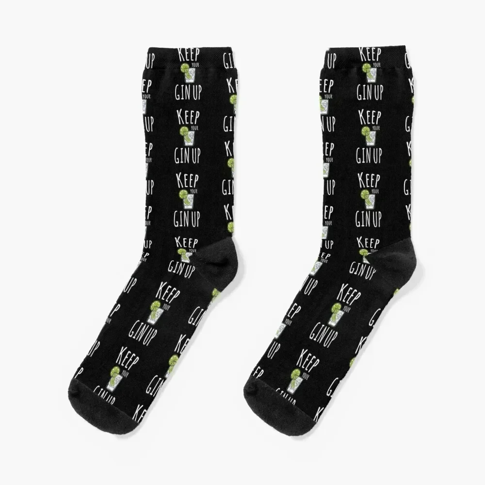 

FUNNY GIN LOVER GIFTS KEEP YOUR GIN CHIN UP MOTIVATIONAL PUN Socks winter funny gifts aesthetic Girl'S Socks Men's